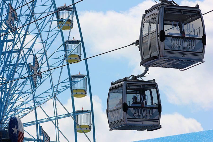 Texas Skyway carries passengers through the fair to give them aerial views.