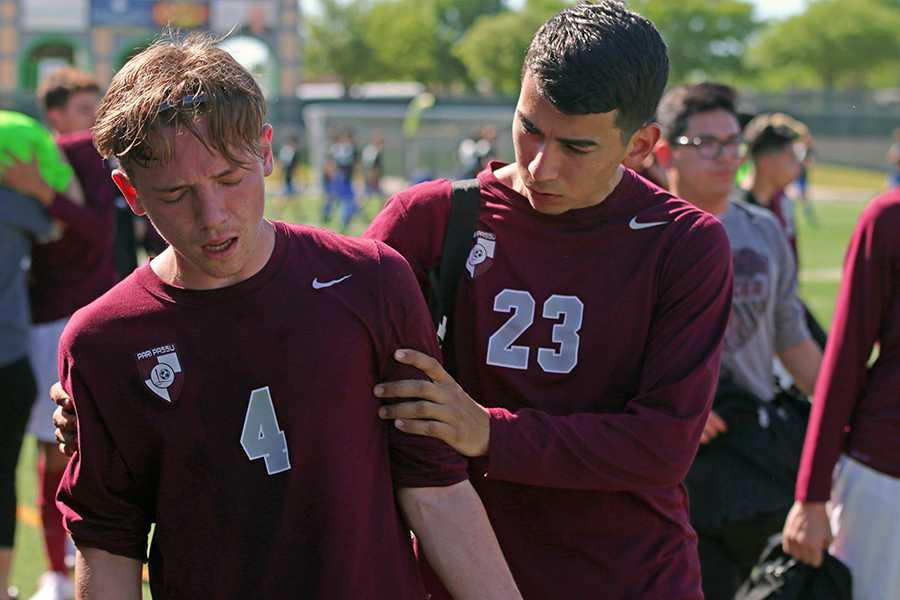 Seniors Brandon Barrows and Fabian Gutierrez reflect on the game loss against Sam Houston on Friday, April 7.