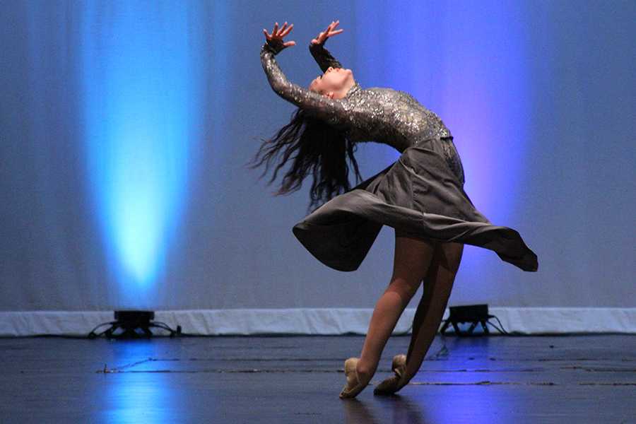 Senior captain Sydney Mooty executes her solo to