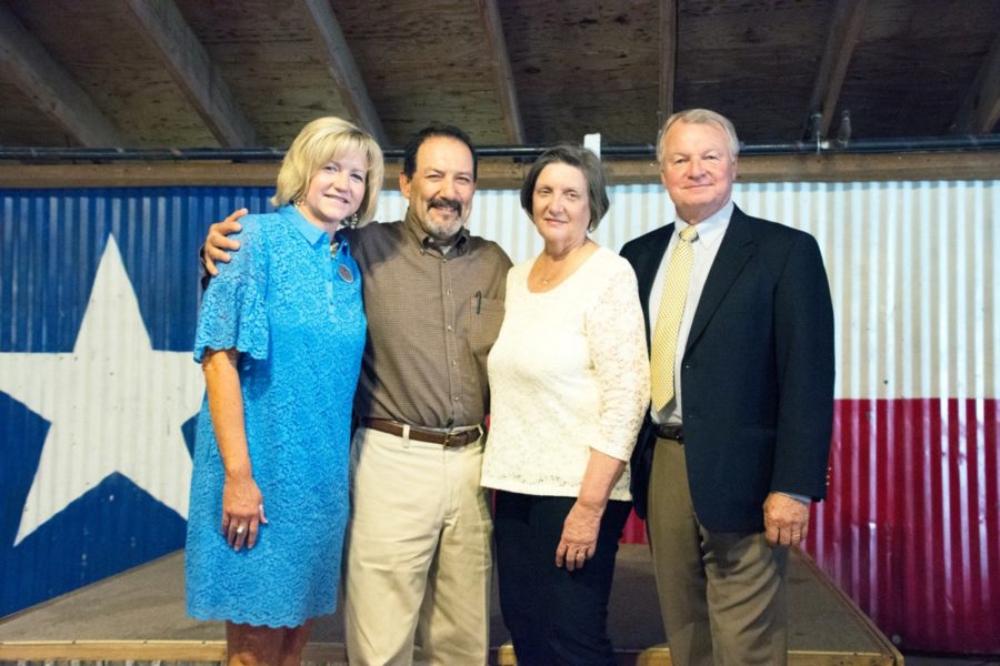 Killough+principal+Pam+Flores%2C+her+husband+Raul+Flores+and+her+parents+Charles+and+Mary+Pfiester+celebrate+Pamela%27s+2018+Communities+in+Schools+Educator+of+the+Year+award.%0ACourtesy+of+Greg+Weghorst.