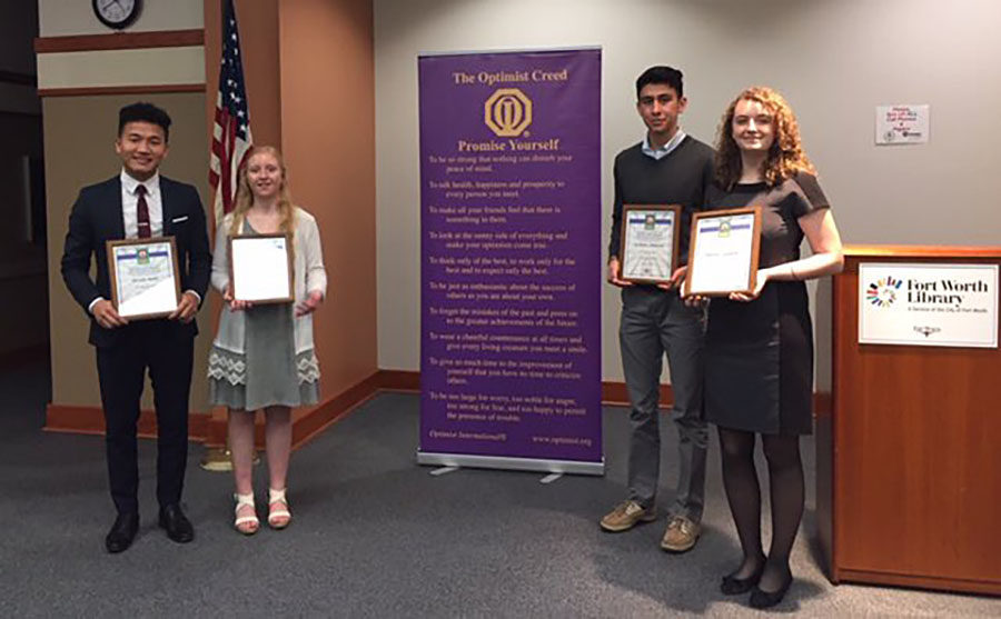 Speech+and+Debate+members+display+their+awards+at+the+Optimist+Club+Oratorical+Zone+Speech+Contest+on+Saturday%2C+March+23.+Courtesy+of+Liana+Massengale.