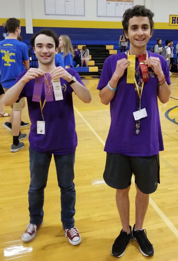 Seniors+Aaron+Jackson+and+Stephen+Whitacre+place+at+the+Texas+State+Junior+Classical+League+Convention+on+the+weekend+of+April+5.+Courtesy+of+Latin+Club.